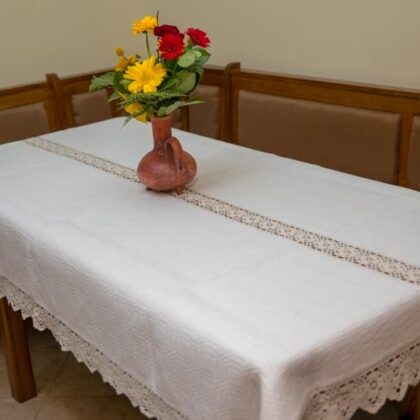 Față de masă, model tradițional, dreptunghiular, crem 160 x140-0