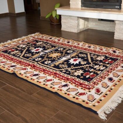 Covor bumbac cu steluțe - roșu -0