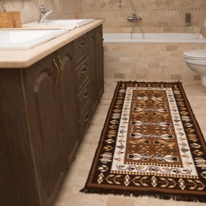 Covor bumbac cu lalele 2 - maro-0