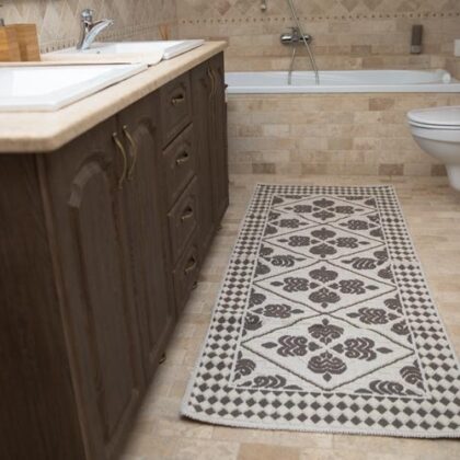 Covor bumbac modern - gri cu alb -0