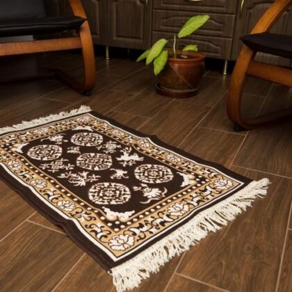 Covor bumbac cu globuri maro-0