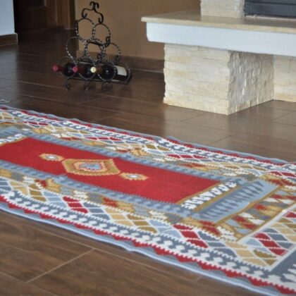 covor bumbac modern cu gri si rosu-0