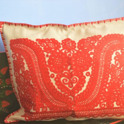 Fețe de perne cusute manual, roșu 1-0